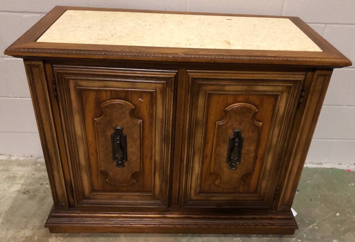 Stanley Furniture Server With Inlaid Marble Top – The Oaks of Montgomery  Antiques