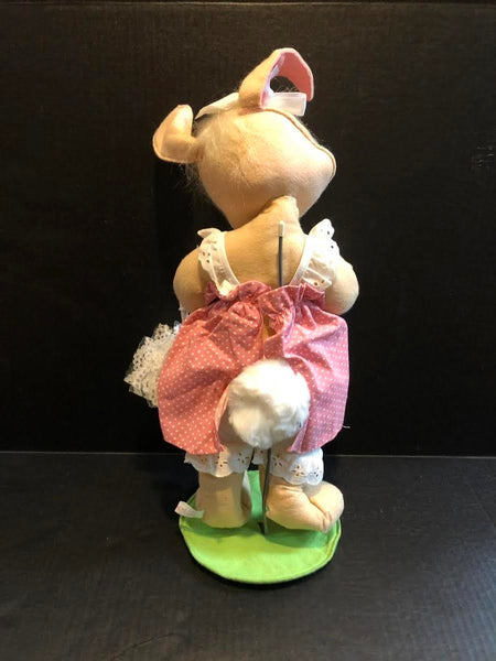 1989 ANNALEE LARGE 21" FEMALE EASTER RABBIT WITH UMBRELLA FIGURINE DOLL