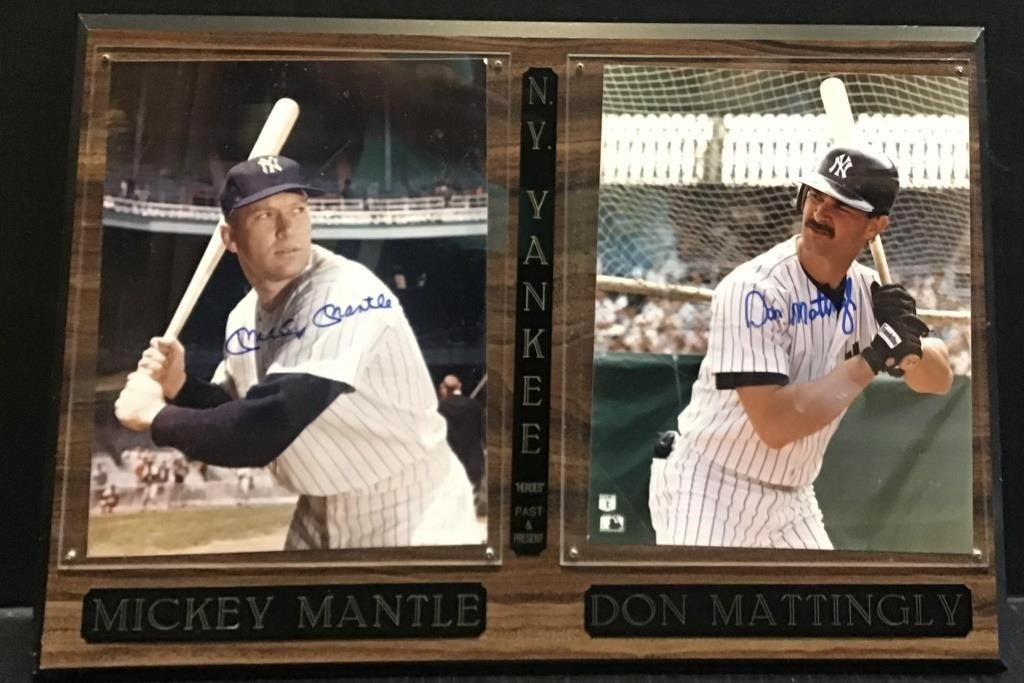 AUTHENTIC AUTOGRAPHED PICTURES OF NEW YORK YANKEES MICKEY MANTLE & DON MATTINGLY