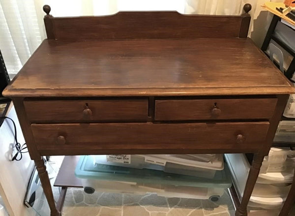 VINTAGE WOOD TABLE WITH DRAWERS