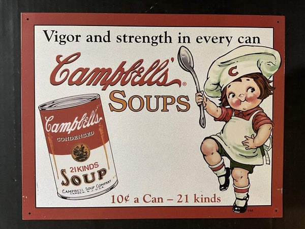 CAMPBELL'S LITTLE CHEF #970 METAL TIN WALL SIGN 16" X 12" (READY TO HANG)
