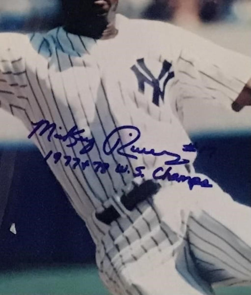 AUTOGRAPHED PICTURE OF NEW YORK YANKEES MICKEY RIVERS (MATTED AND FRAMED)