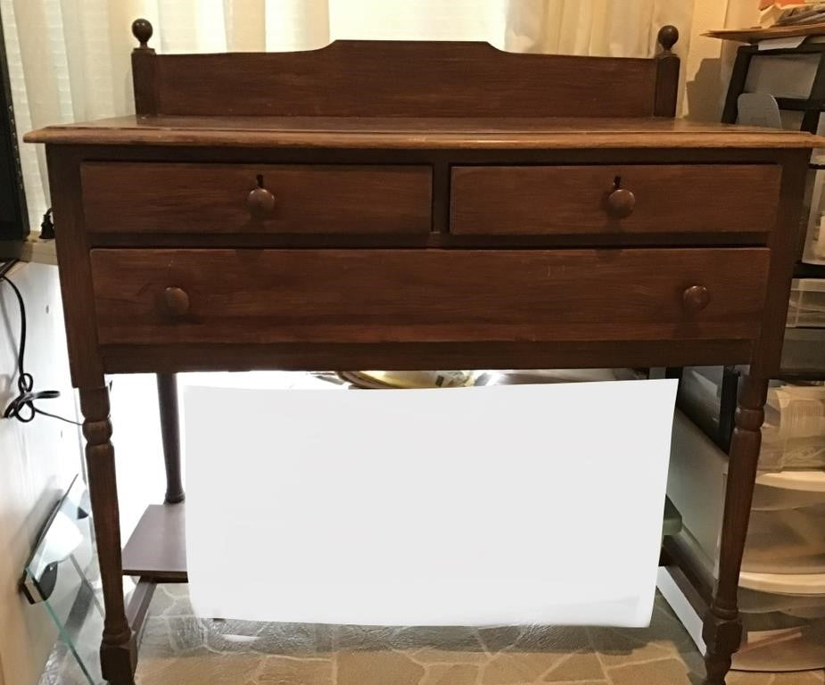 VINTAGE WOOD TABLE WITH DRAWERS