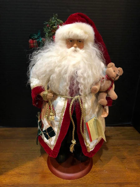 TINA MITCHELL 17" SANTA FIGURE WITH TEDDY BEAR (NEW WITH TAG)