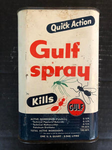 VINTAGE GULF OIL QUICK ACTION GULF SPRAY OLD LOGO 1 QUART EMPTY METAL CAN