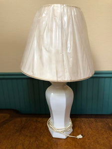 NICE WHITE PORCELAIN LAMP WITH SHADE (WORKS!)