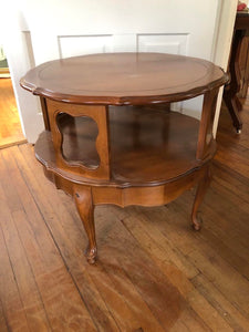VERY NICE ETHAN ALLEN (?) WOOD ROUND END TABLE