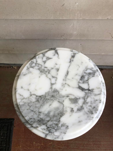VINTAGE WHITE MARBLE TOP OCCASIONAL TABLE