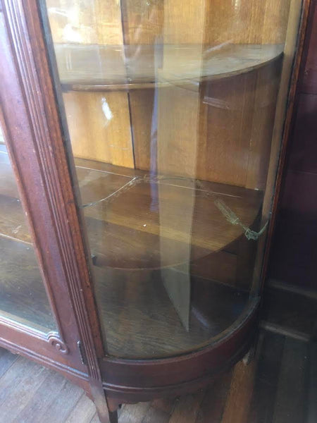 ANTIQUE CURVED GLASS CHINA DISPLAY CABINET
