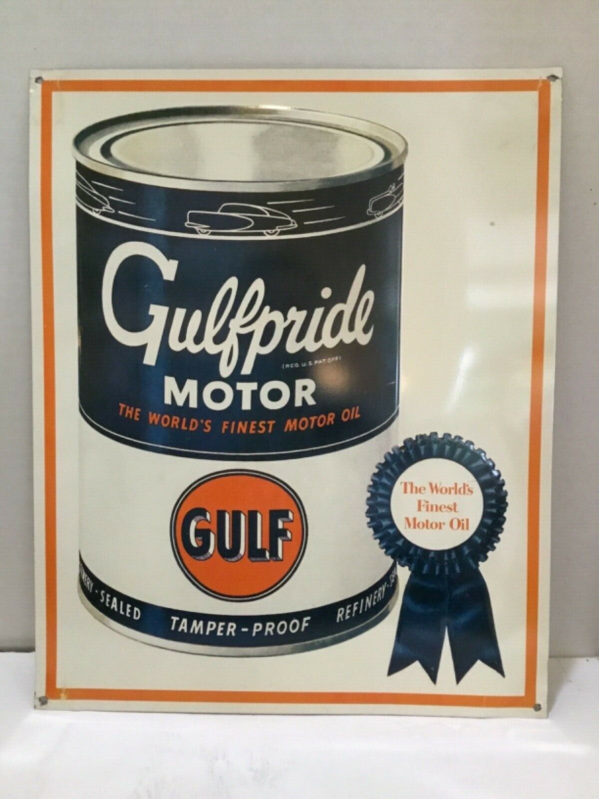Gulf Oil Gulfpride Motor Oil (old logo) Metal Sign