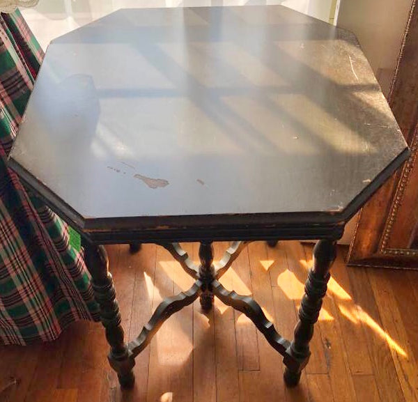 Antique Dark Wooden Octagon Shaped Table