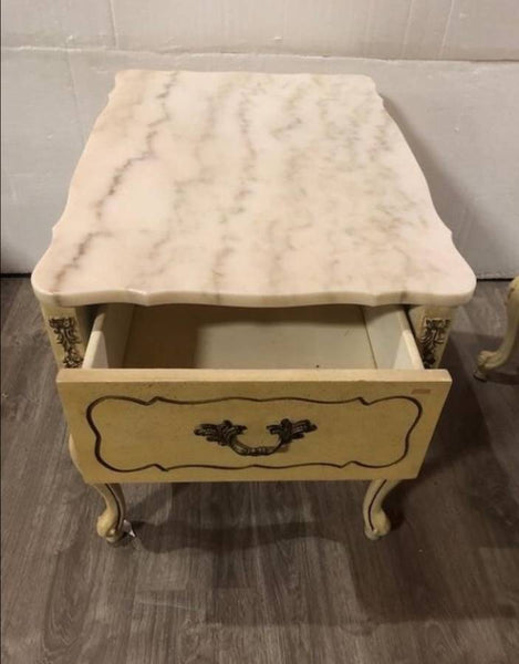 FRENCH PROVINCIAL SIDE TABLE WITH MARBLE TOP