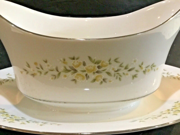 Crown Victoria China Carolyn Gravy Boat with Attached Underplate