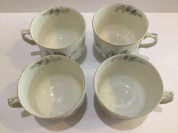 SET OF (4) ANTIQUE T&R BOOTE POTTERIES DAISY PATTERN CUPS (ENGLAND)