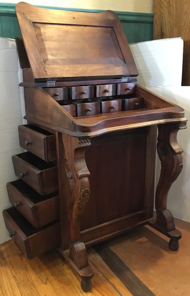 Antique English Walnut Davenport Desk