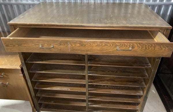 Vintage Solid Wood Blueprint Cabinet