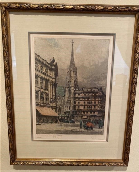 Josef Eidenberger’s Colorized Etching Of Vienna, St. Stephens’s Square