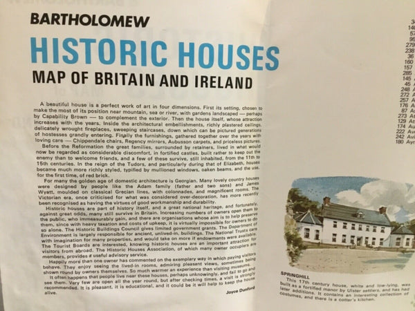 1982, Historic Houses Map of Britain and Ireland by Bartholomew
