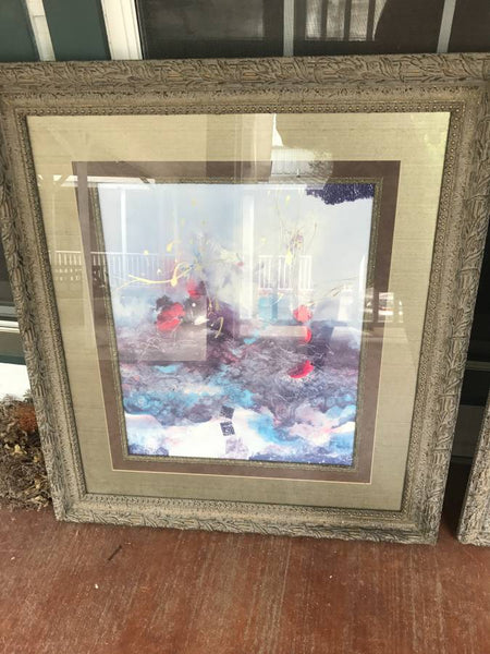 SET OF (2) LARGE 39”x34” FRAMED ABSTRACT PRINTS
