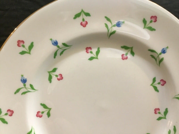 SET OF (4) ROYAL VICTORIA FINE BONE CHINA ENGLAND 8.25” PLATES WITH PINK & BLUE FLOWERS