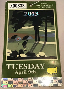 2013, Tuesday, Augusta, GA Masters Golf Pass X00833