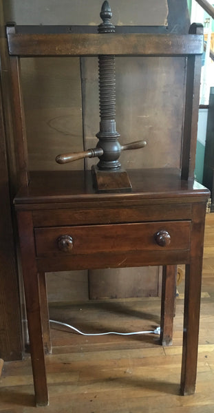 ANTIQUE WOODEN BOOK PRESS STAND TABLE