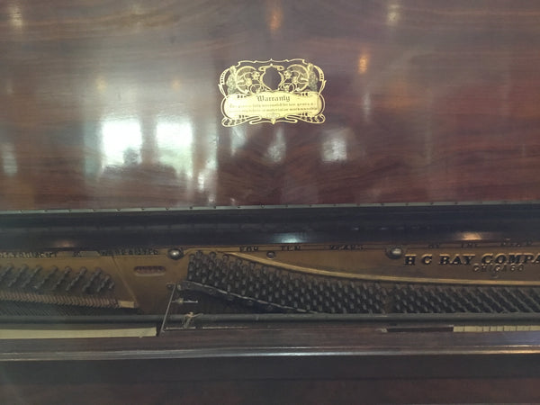 1923 H C Bay Co. Upright Walnut Player Piano (Serial #1594) w/ Bench