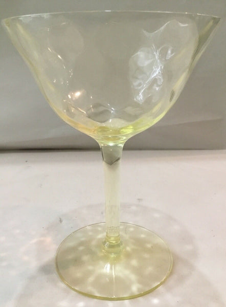 Set Of (5) Yellow Depression Stemmed Sherbet Champagne Glasses