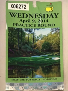 2014, Augusta, GA Masters Wednesday Practice Round Pass X06272