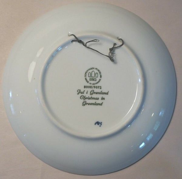 1972, Bing & Grondahl B&G Christmas Plate, Jul After Christmas in Greenland
