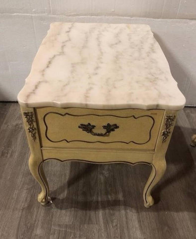 FRENCH PROVINCIAL SIDE TABLE WITH MARBLE TOP