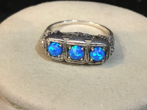 Opal And .925 Sterling Silver Ring Size 8