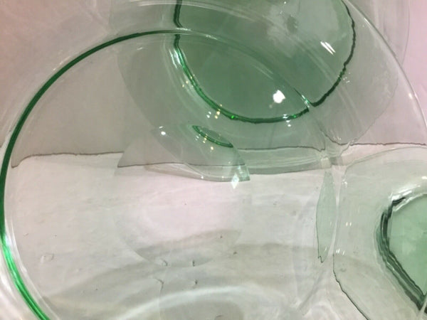 SET OF (3) STEUBEN ART GLASS CLEAR GREEN 8-3/8” PLATES (NOT SIGNED)