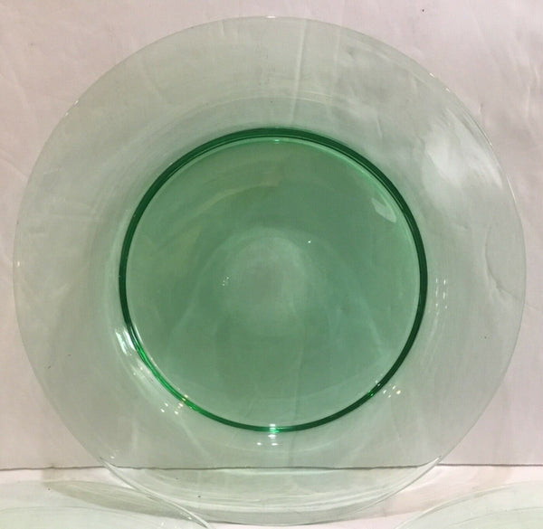 SET OF (3) STEUBEN ART GLASS CLEAR GREEN 8-3/8” PLATES (NOT SIGNED)