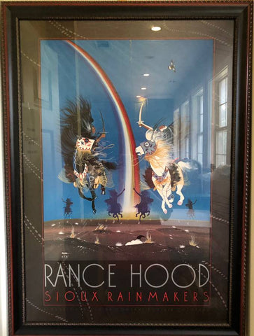 1972, Rance Hood Sioux Rain Makers,  74" Framed Lithograph Poster