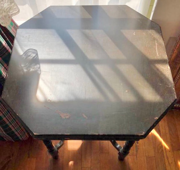Antique Dark Wooden Octagon Shaped Table