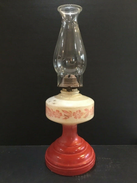 Aladdin Style Painted Glass Kerosene Lamp 11" Base