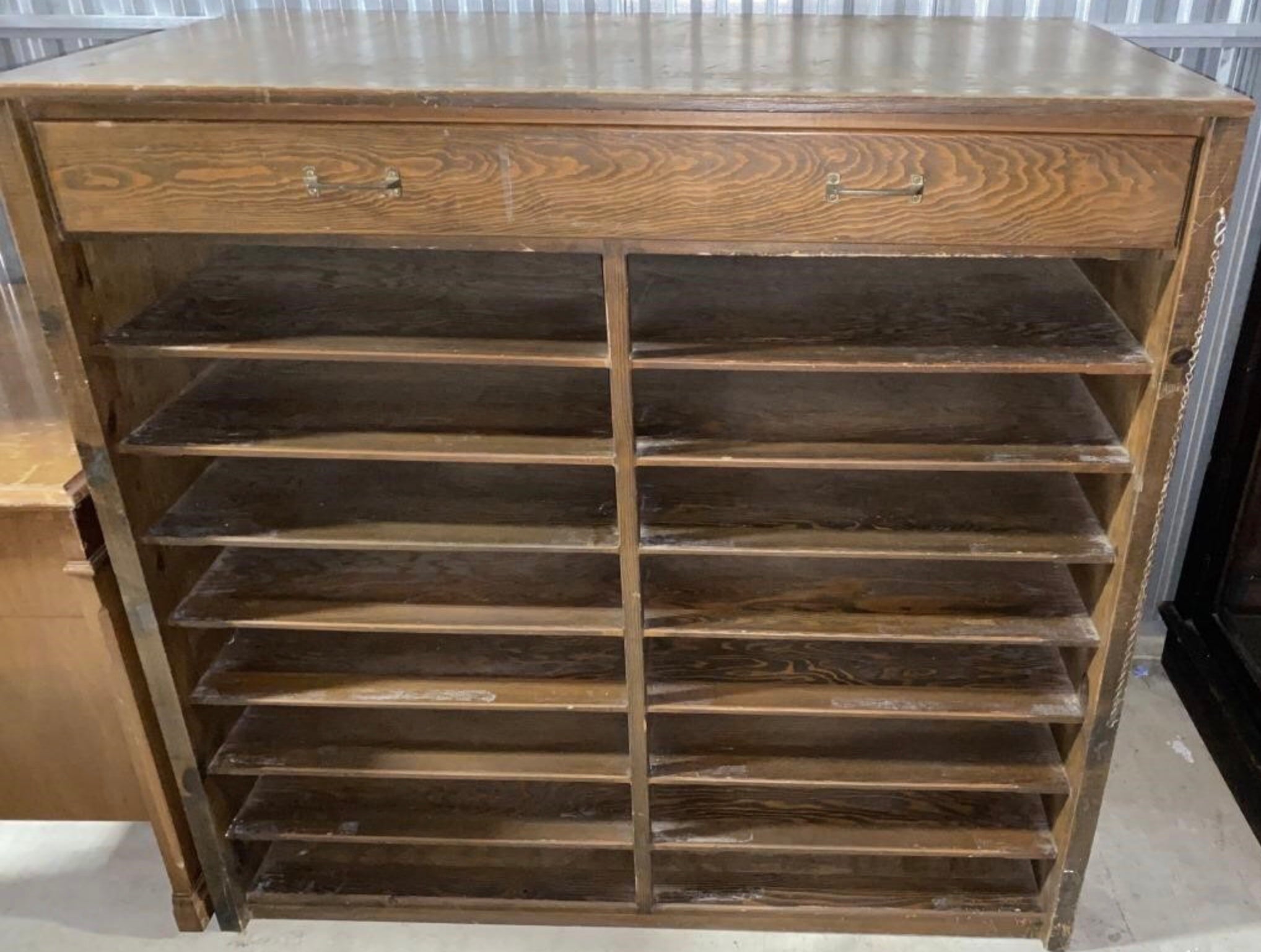 Vintage Solid Wood Blueprint Cabinet