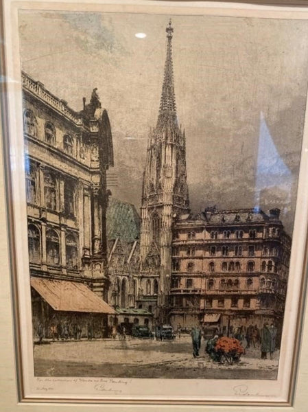 Josef Eidenberger’s Colorized Etching Of Vienna, St. Stephens’s Square
