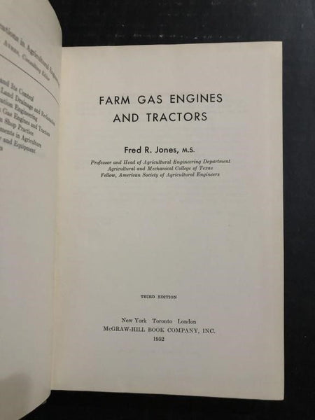 1952 FARM GAS ENGINES AND TRACTORS BY FRED R. JONES (HARDBACK)