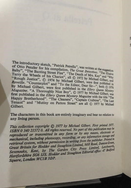 1977 PETRELLA AT Q BY MICHAEL GILBERT (FIRST EDITION HARDBACK BOOK)