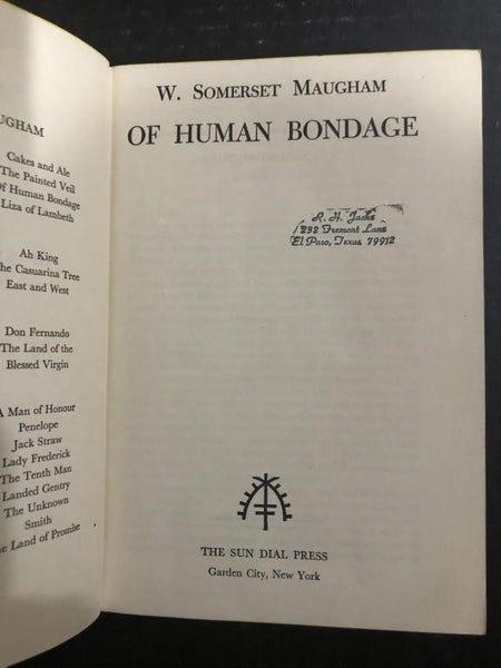 1915 OF HUMAN BONDAGE BY W. SOMERSET MAUGHAM