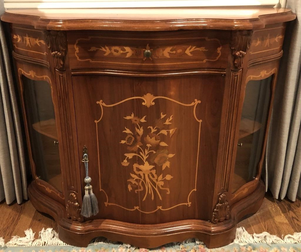 BEAUTIFUL ANTIQUE ENTRY CREDENZA WITH INLAY
